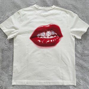 ALEXANDER WANG Oversized Crystal Embellished Printed Cotton Women T-Shirt Size:L
